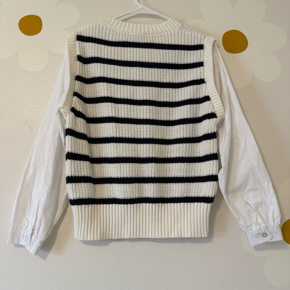EUC Industry Bambi Crewneck Sweater Vest Ivory and Navy Stripe: as seen by Rails - Picture 11 of 15